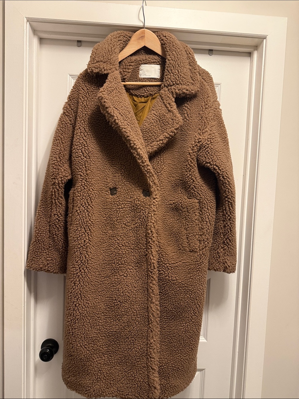 Oak+Fort Women’s Brown Teddy Coat Faux Shearling Long Jacket